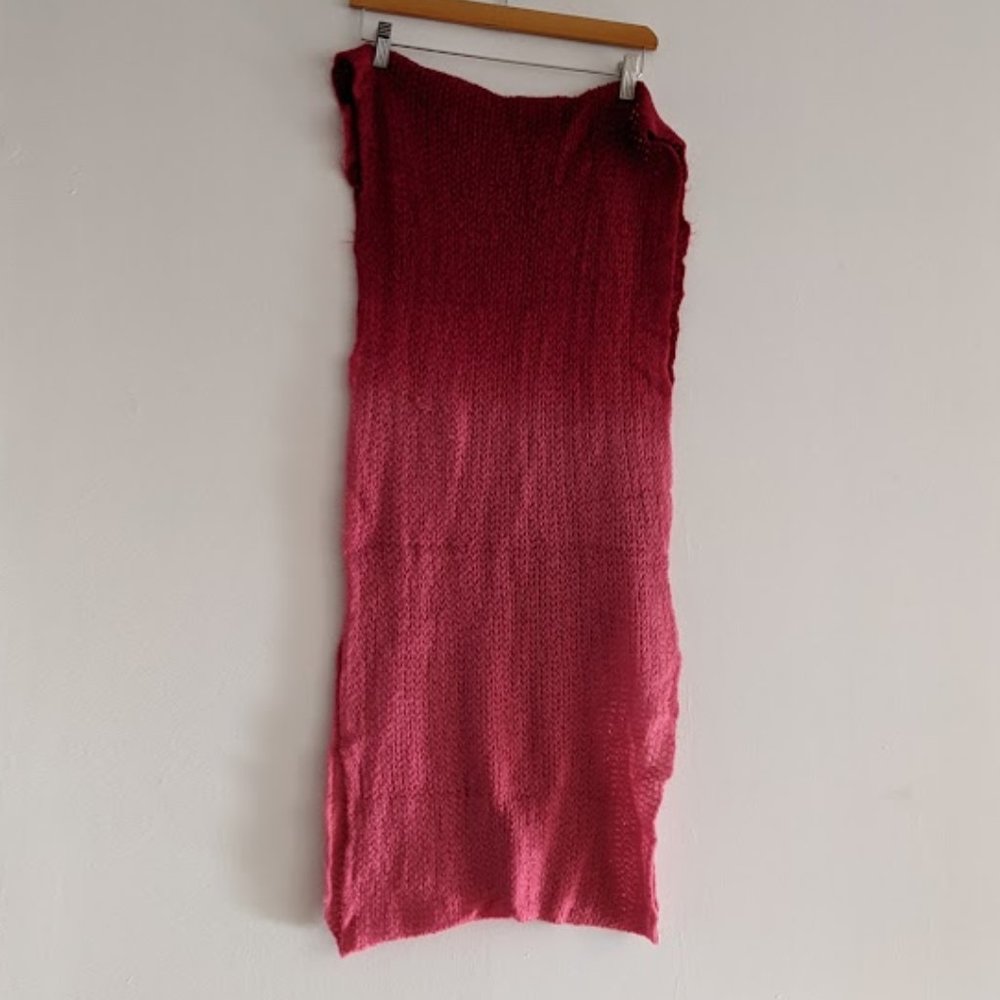 Knitted Red Ombre Lightweight Infinity Scarf